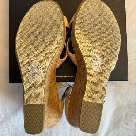 12  W - TOMS Tan Cork Platform Wedge Sandal Women’s Ankle Strap Sandals - Picture 10 of 11